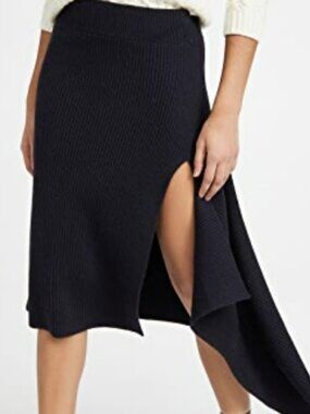 Monse Navy Sliced Rib Knit Skirt NWT S